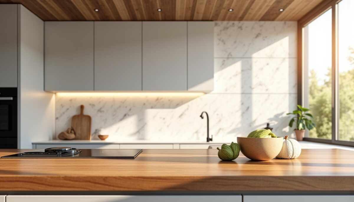 Comment harmoniser la faïence de votre crédence avec un plan de travail en bois ou en quartz ?